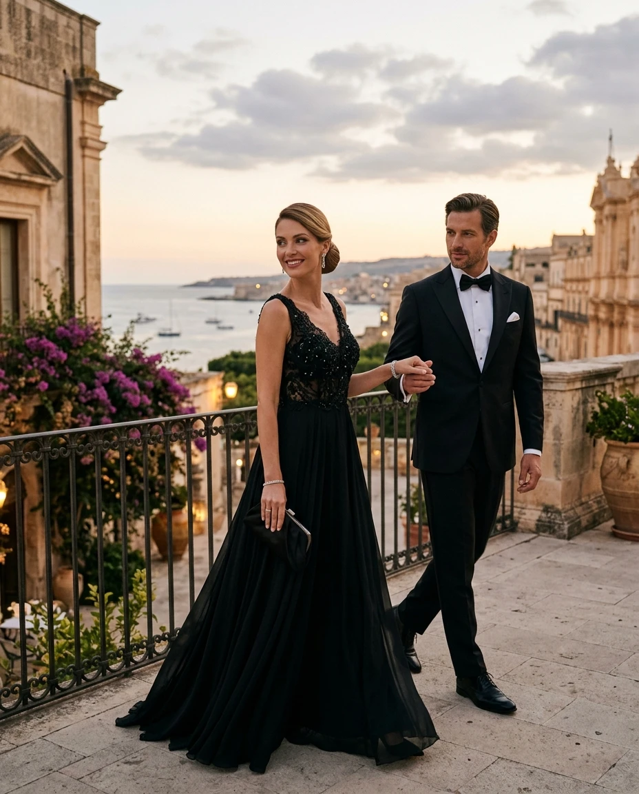 Gemma Deeks Style Guide: Black tie Anniversary in Sicily Summer 2026
