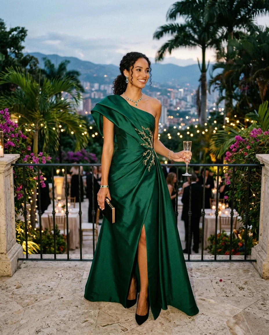 Gemma Deeks Style Guide: Black tie Birthday in Colombia Summer 2026