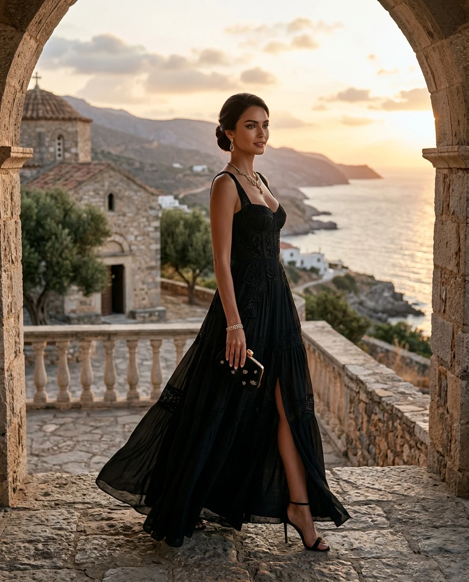 Gemma Deeks Style Guide: Black tie Birthday in Crete Summer 2026