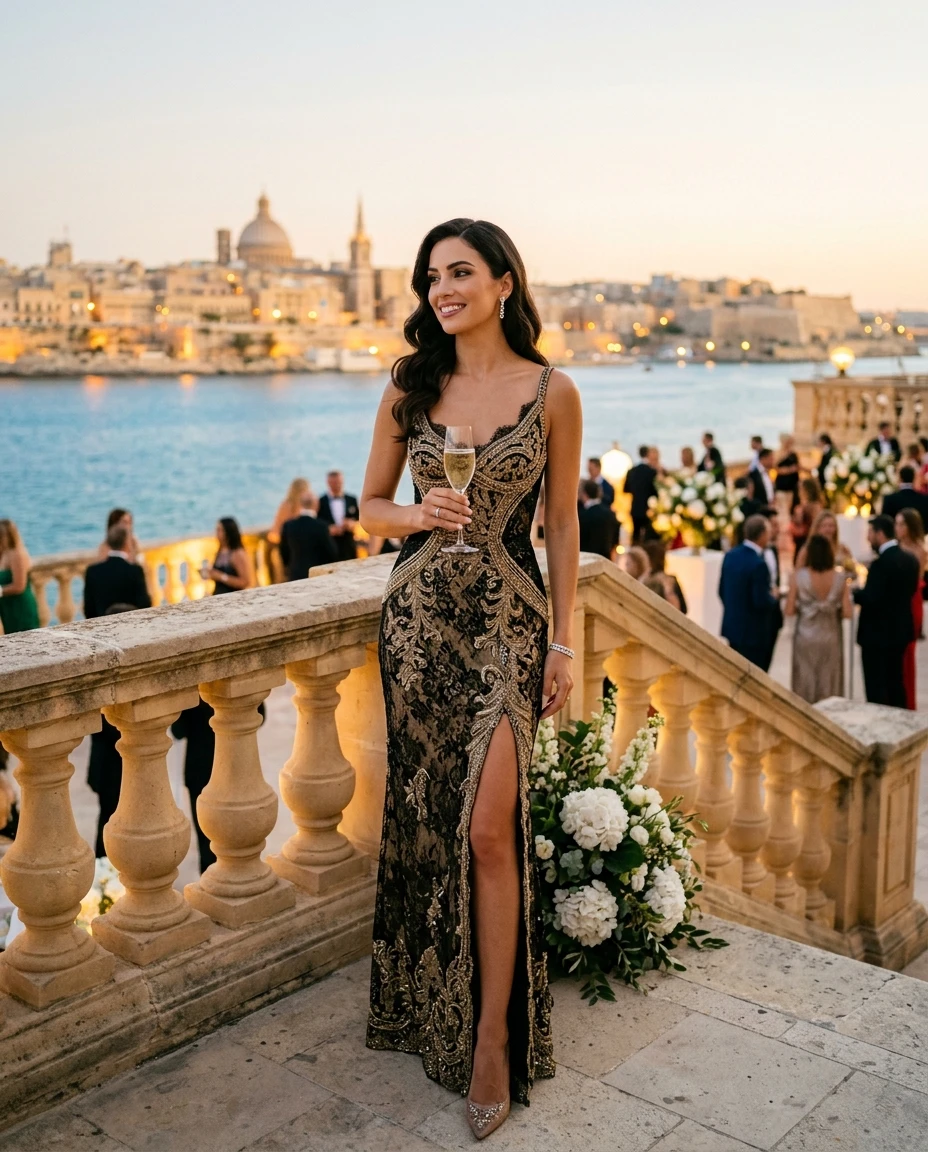 Gemma Deeks Style Guide: Black tie Birthday in Malta Summer 2026