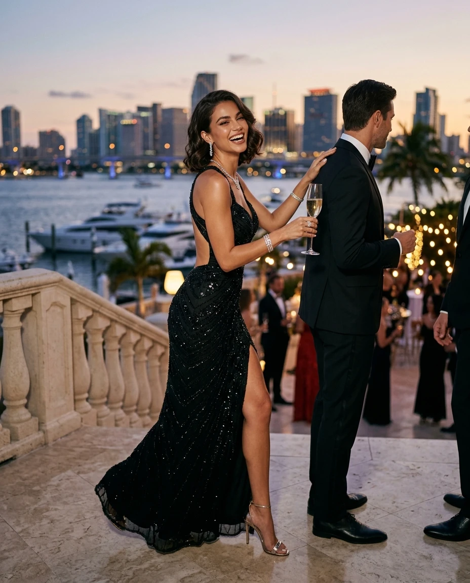 Gemma Deeks Style Guide: Black tie Birthday in Miami Summer 2026