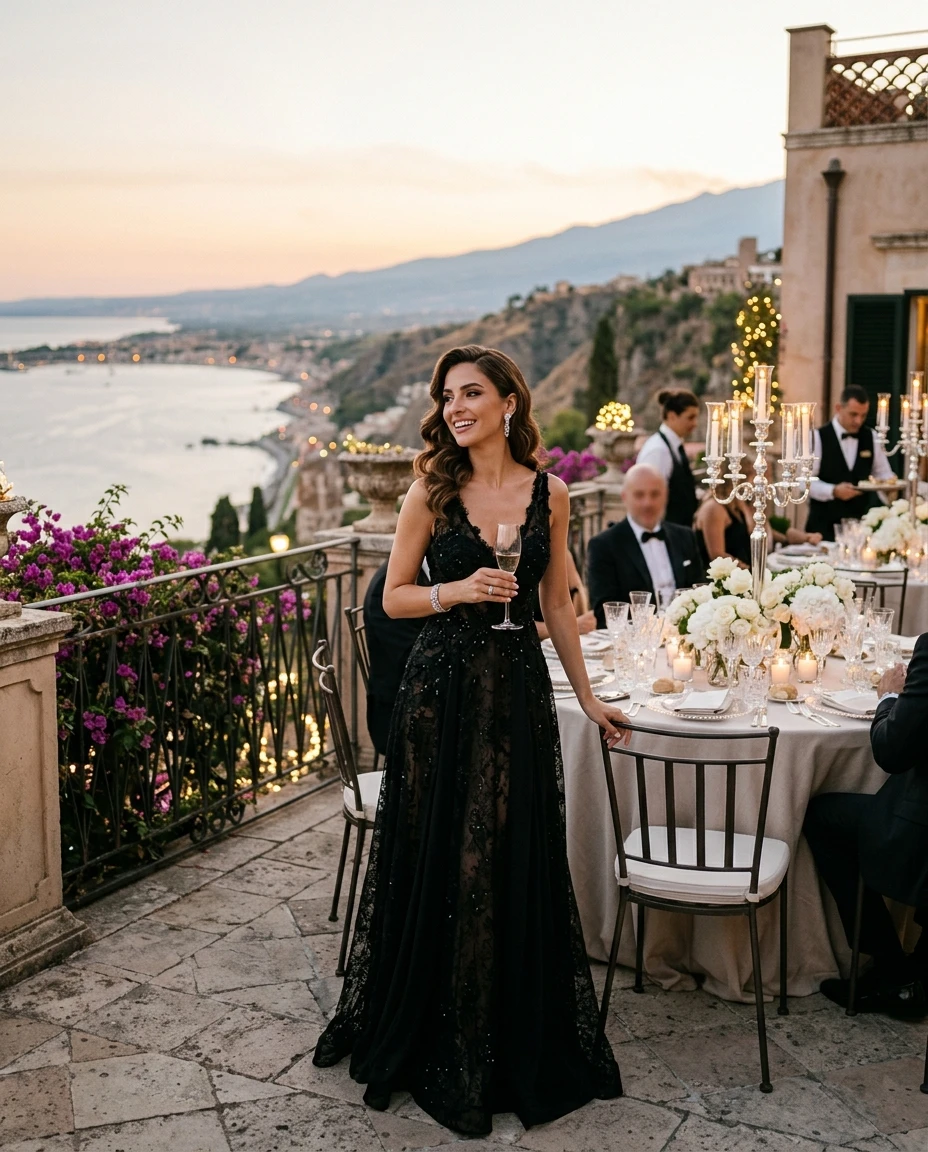 Gemma Deeks Style Guide: Black tie Birthday in Sicily Summer 2026
