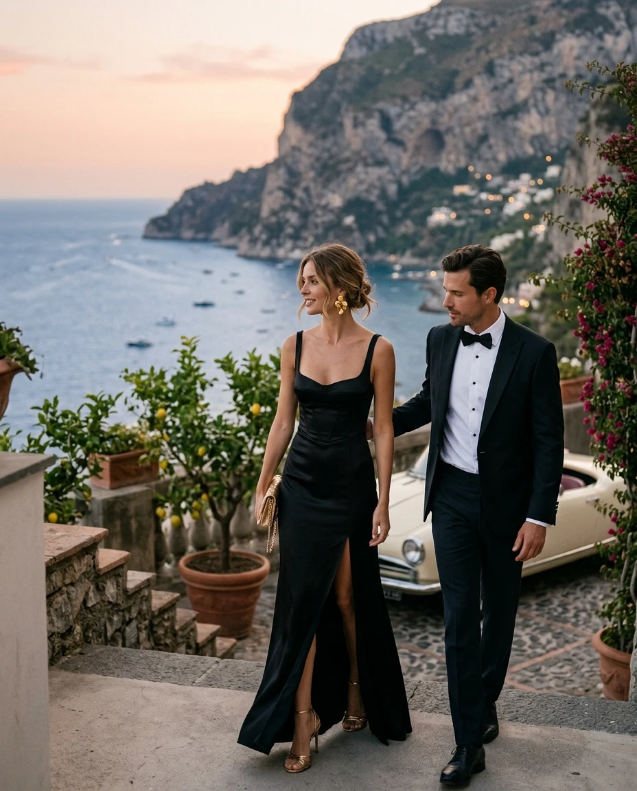 Gemma Deeks Style Guide: Black tie Date night in Capri Summer 2026