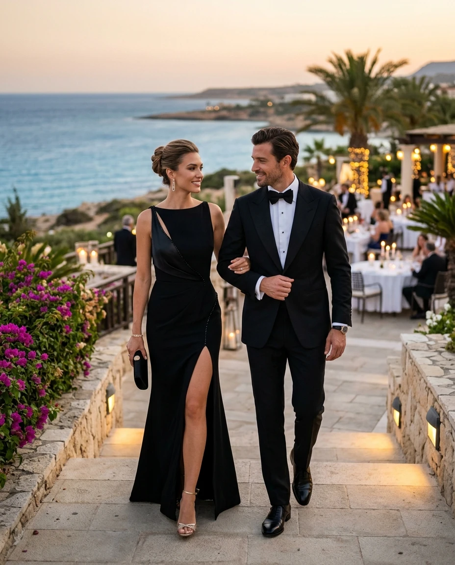 Gemma Deeks Style Guide: Black tie Date night in Cyprus Summer 2026