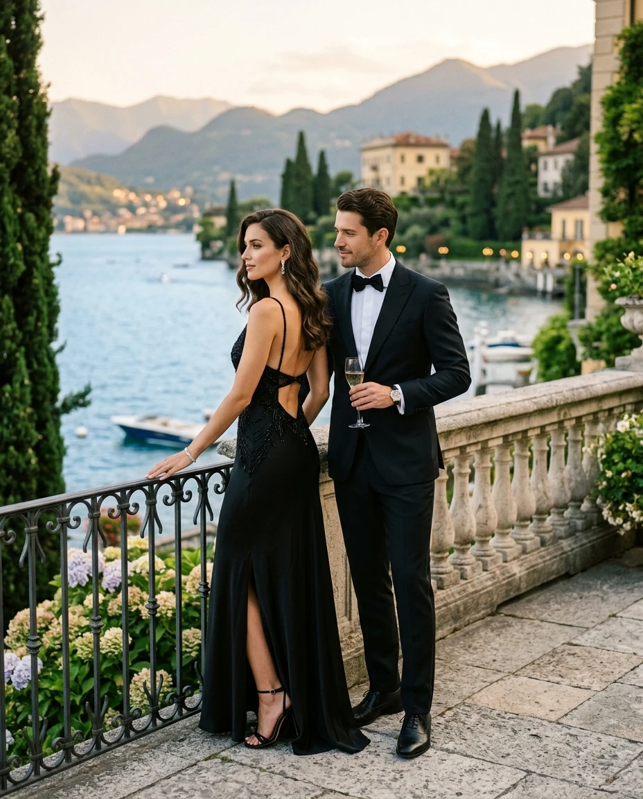Gemma Deeks Style Guide: Black tie Date night in Lake Como Summer 2026