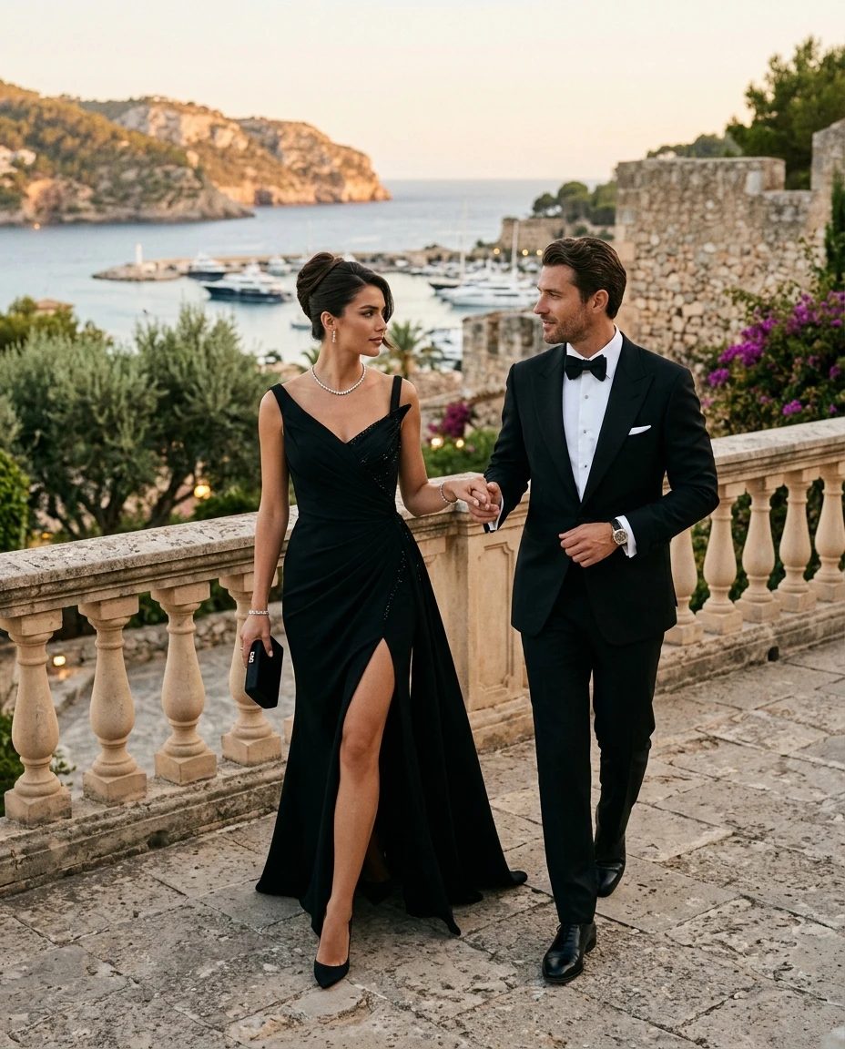 Gemma Deeks Style Guide: Black tie Date night in Majorca Summer 2026