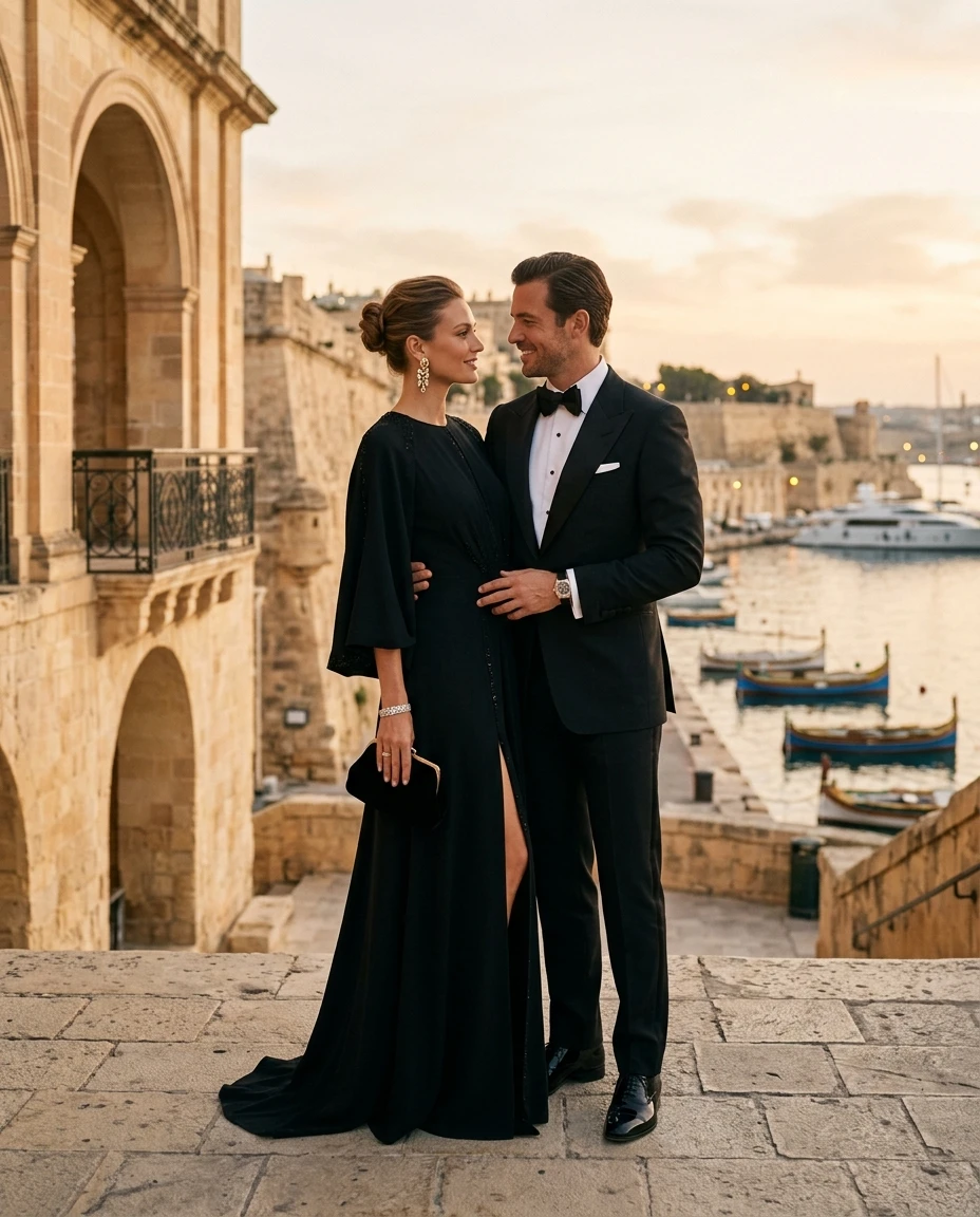 Gemma Deeks Style Guide: Black tie Date night in Malta Summer 2026