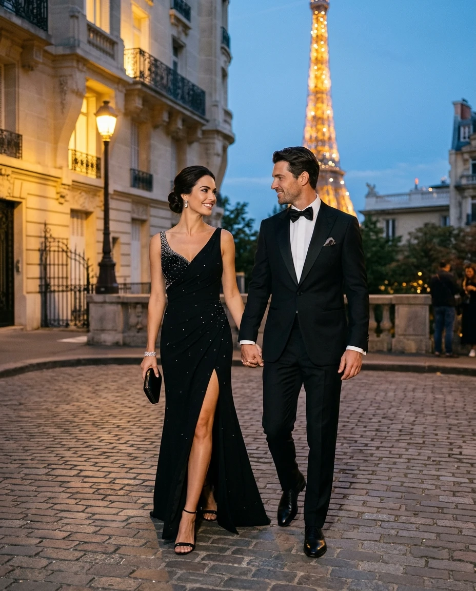 Gemma Deeks Style Guide: Black tie Date night in Paris Summer 2026