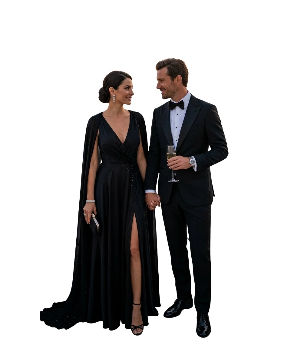 Gemma Deeks Style Guide: Black tie Date night in Santorini Summer 2026