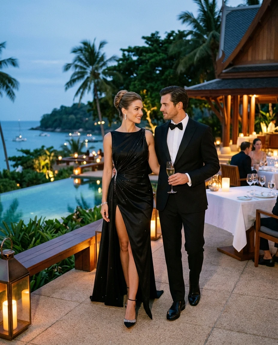 Gemma Deeks Style Guide: Black tie Date night in Thailand Summer 2026