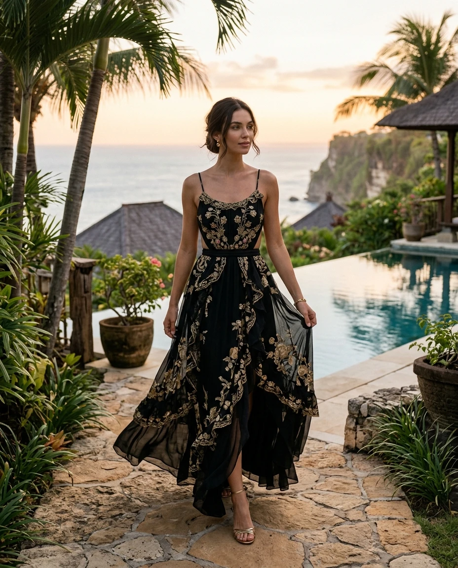 Gemma Deeks Style Guide: Black tie Designer Summer Dresses in Bali Summer 2026