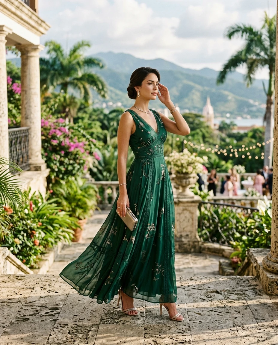 Gemma Deeks Style Guide: Black tie Designer Summer Dresses in Colombia Summer 2026