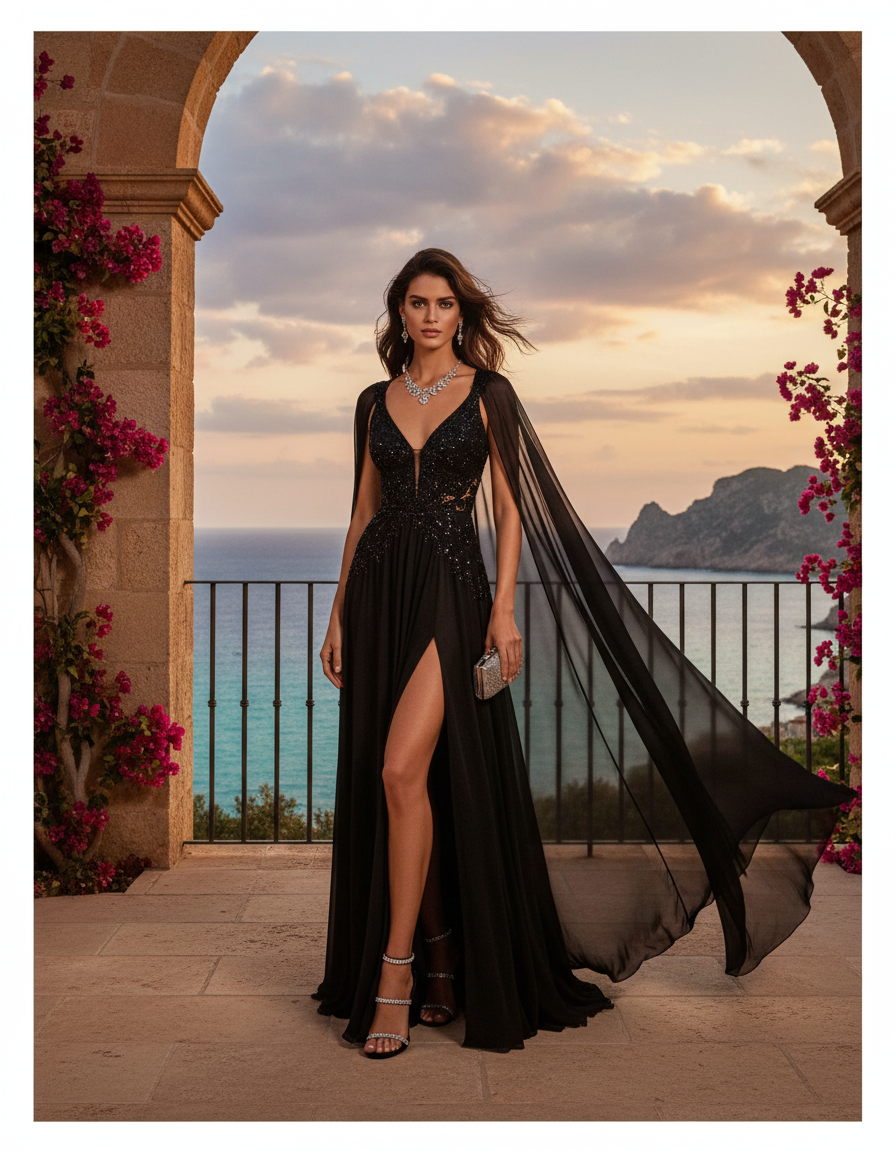 Gemma Deeks Style Guide: Black tie Designer Summer Dresses in Majorca Summer 2026