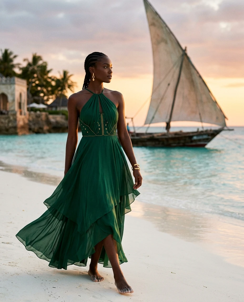 Gemma Deeks Style Guide: Black tie Designer Summer Dresses in Zanzibar Summer 2026