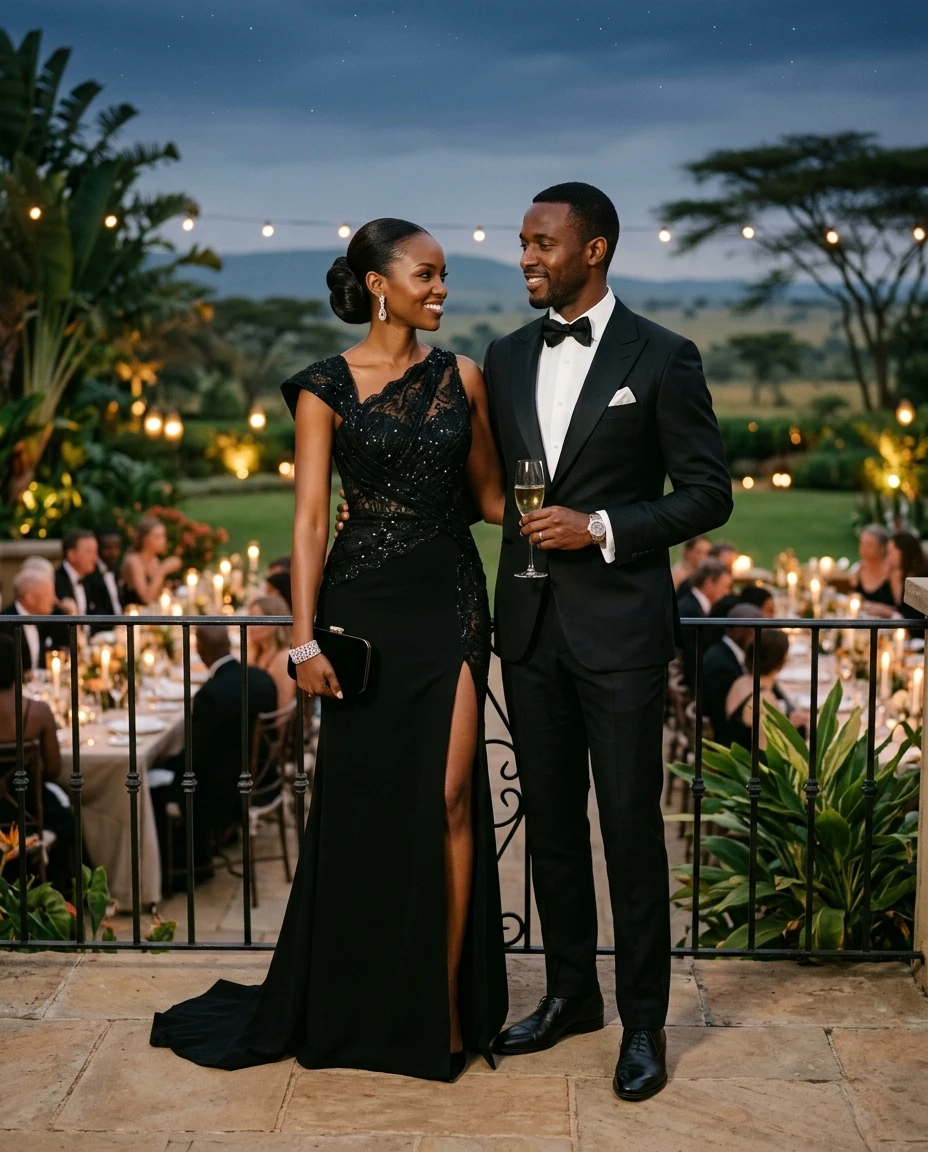 Gemma Deeks Style Guide: Black tie dinner outfit in Kenya Summer 2026