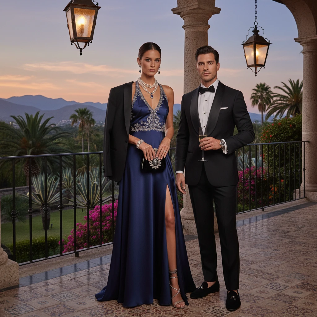 Gemma Deeks Style Guide: Black tie dinner outfit in Mexico Summer 2026