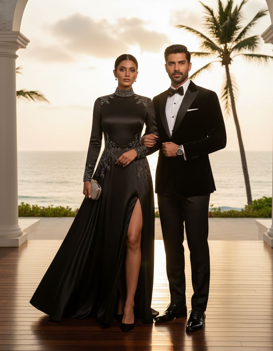 Gemma Deeks Style Guide: Black tie dinner outfit in Sri Lanka Summer 2026