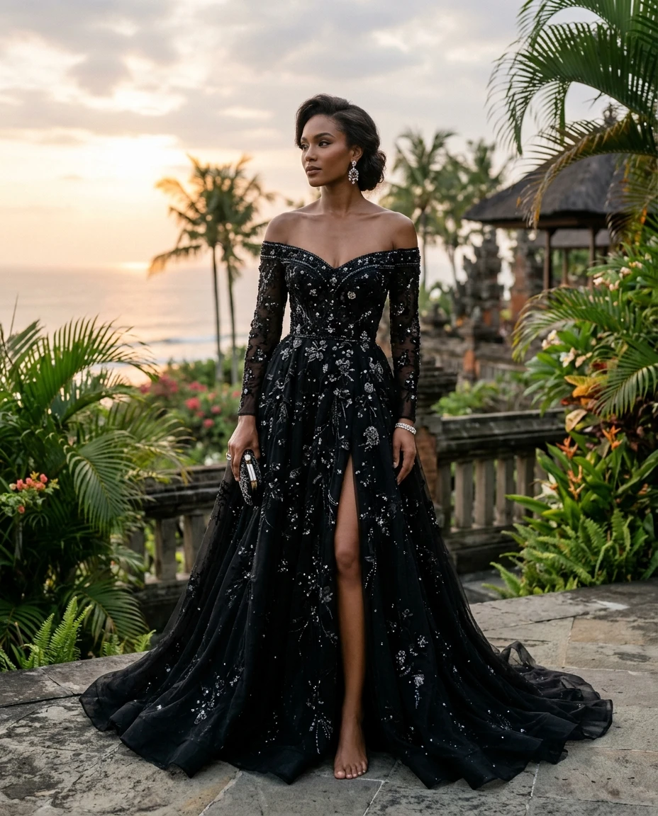 Gemma Deeks Style Guide: Black tie gala gown in Bali Summer 2026