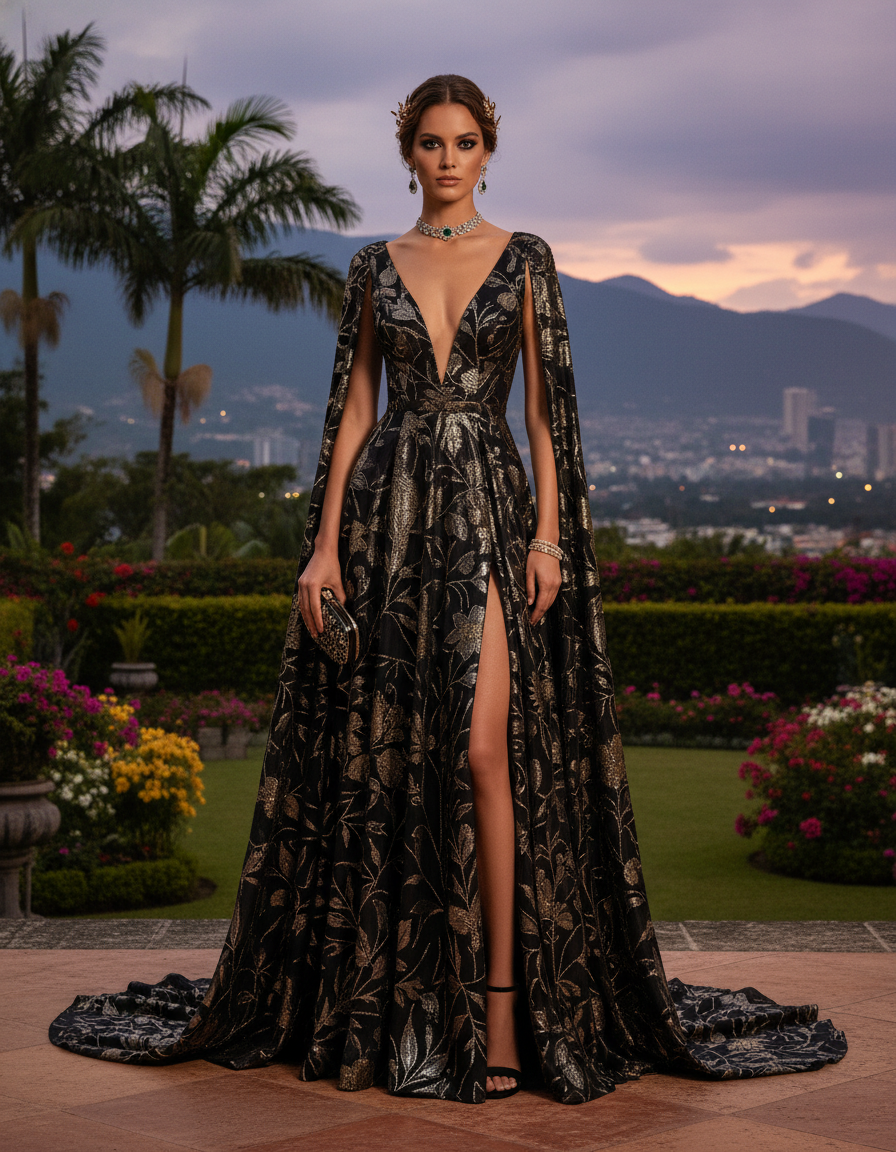 Gemma Deeks Style Guide: Black tie gala gown in Colombia Summer 2026