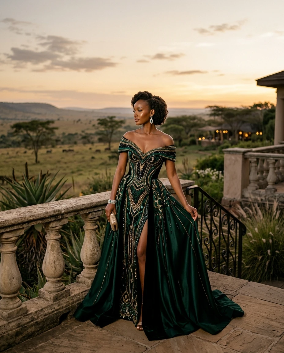 Gemma Deeks Style Guide: Black tie gala gown in Kenya Summer 2026