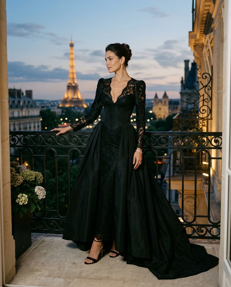 Gemma Deeks Style Guide: Black tie gala gown in Paris Summer 2026