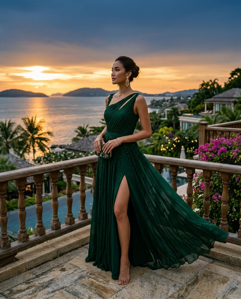 Gemma Deeks Style Guide: Black tie gala gown in Phuket Summer 2026