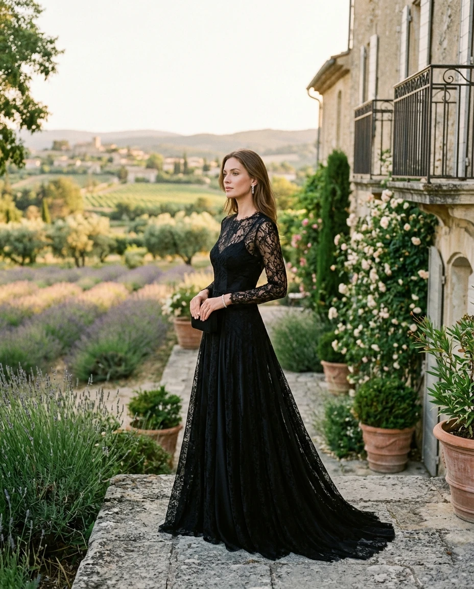 Gemma Deeks Style Guide: Black tie gala gown in Provence France Summer 2026