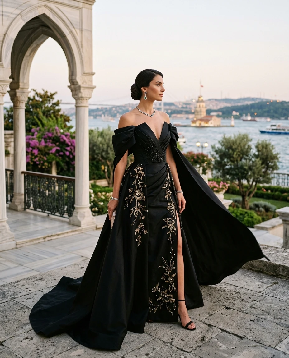 Gemma Deeks Style Guide: Black tie gala gown in Turkey Summer 2026