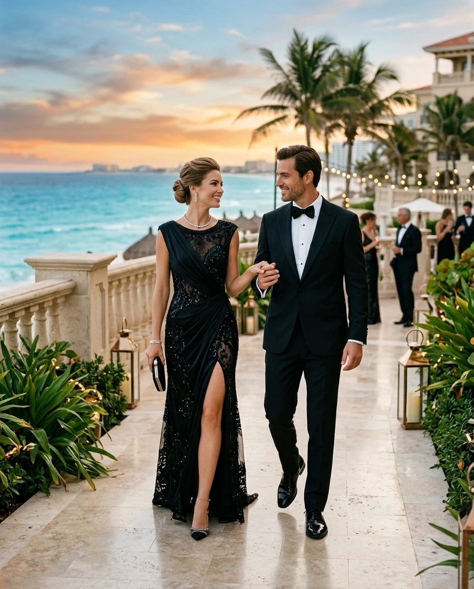 Gemma Deeks Style Guide: Black tie Holiday parties in Cancun Summer 2026