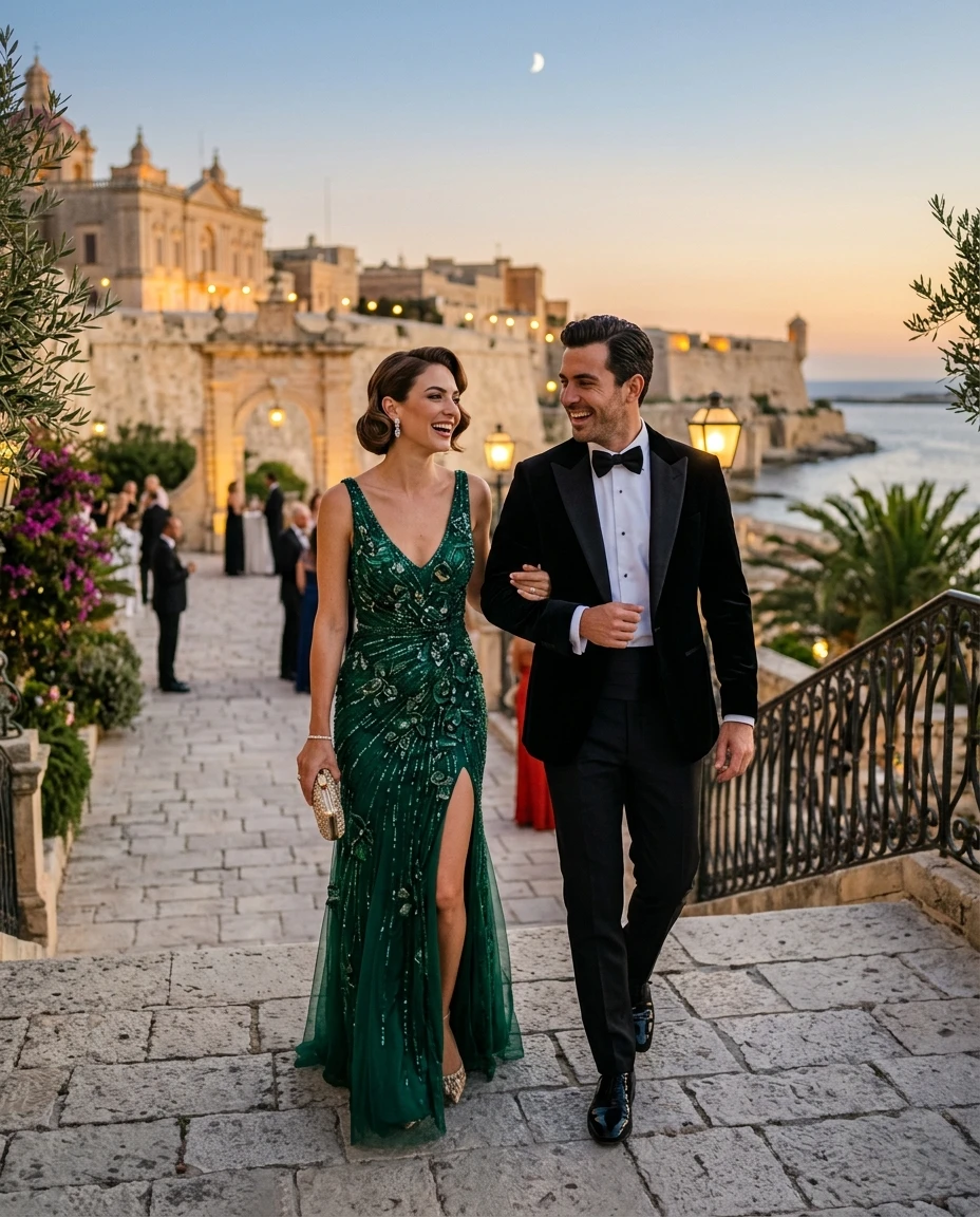 Gemma Deeks Style Guide: Black tie Holiday parties in Malta Summer 2026