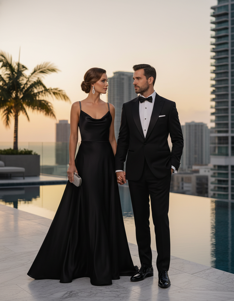 Gemma Deeks Style Guide: Black tie Holiday parties in Miami Summer 2026