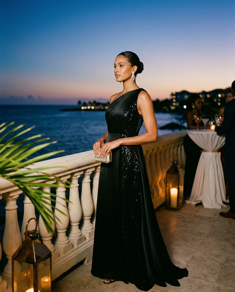 Gemma Deeks Style Guide: Black tie Holiday parties in Montego Bay Summer 2026