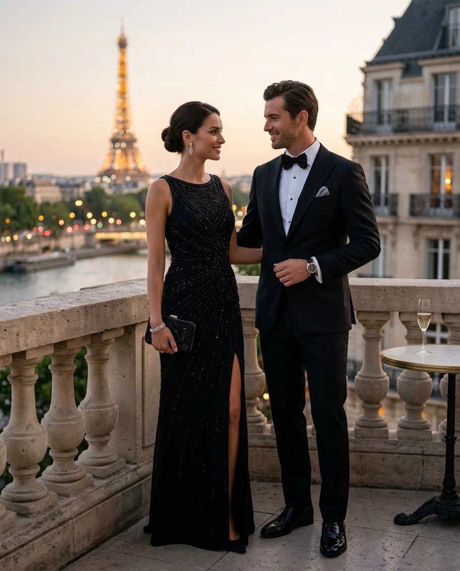 Gemma Deeks Style Guide: Black tie Holiday parties in Paris Summer 2026
