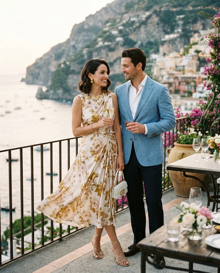 Gemma Deeks Style Guide: Cocktail Attire Anniversary in Amalfi Coast Summer 2026