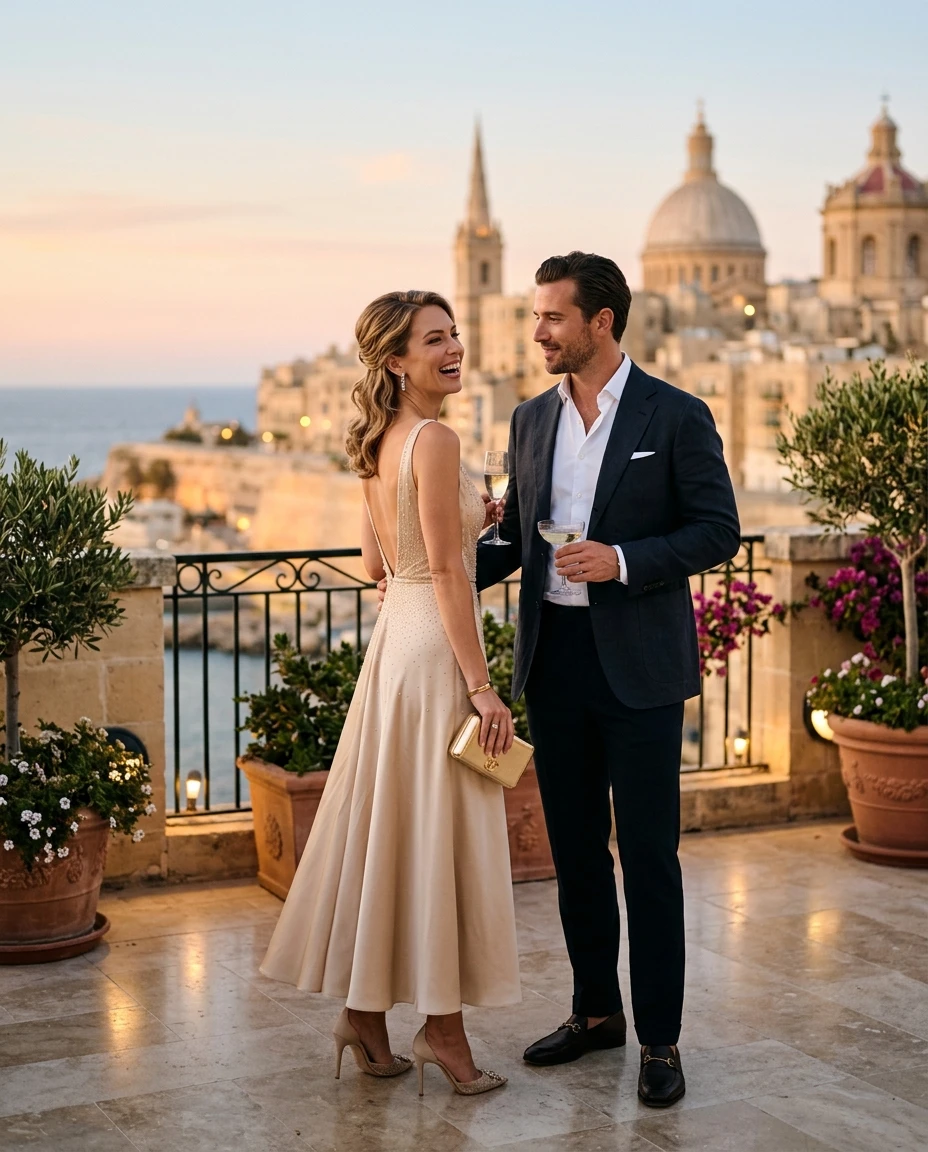 Gemma Deeks Style Guide: Cocktail Attire Anniversary in Malta Summer 2026