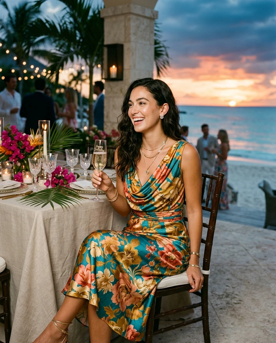 Gemma Deeks Style Guide: Cocktail Attire Birthday in Bahamas Summer 2026