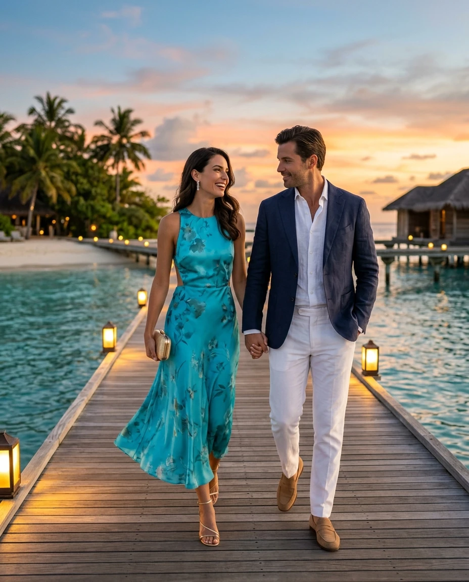 Gemma Deeks Style Guide: Cocktail Attire Date night in Maldives Summer 2026