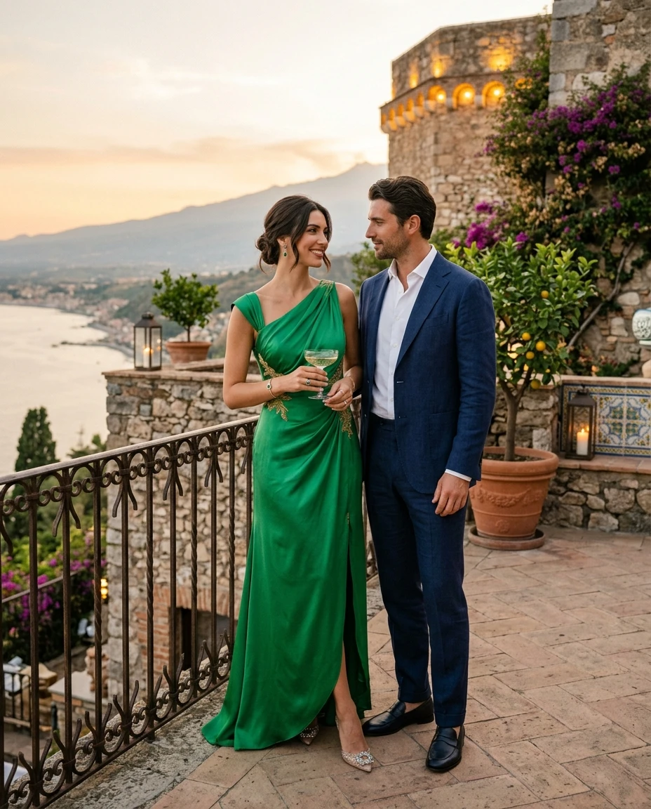 Gemma Deeks Style Guide: Cocktail Attire Date night in Sicily Summer 2026