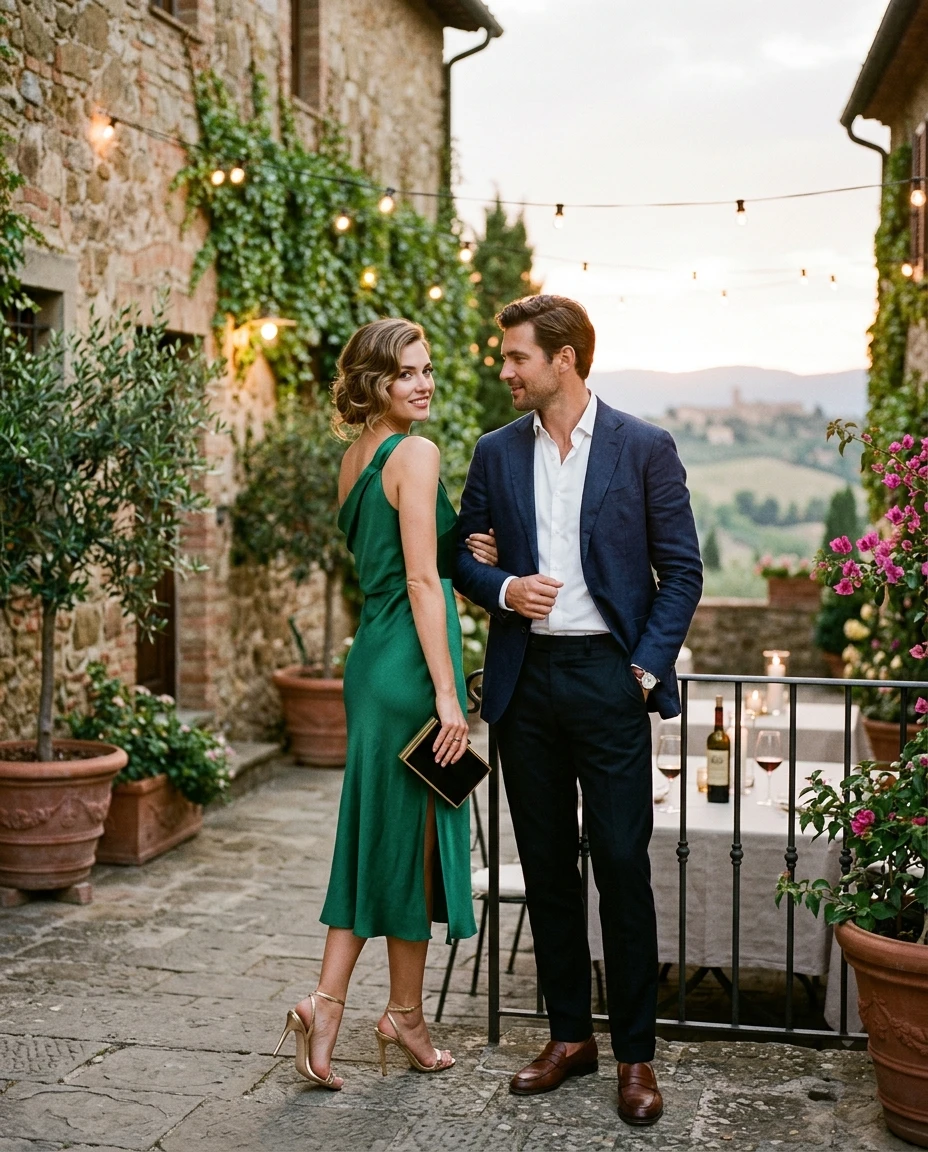 Gemma Deeks Style Guide: Cocktail Attire Date night in Tuscany Summer 2026