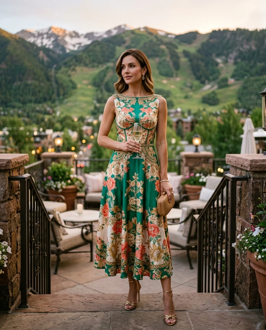 Gemma Deeks Style Guide: Cocktail Attire Designer Summer Dresses in Aspen Summer 2026