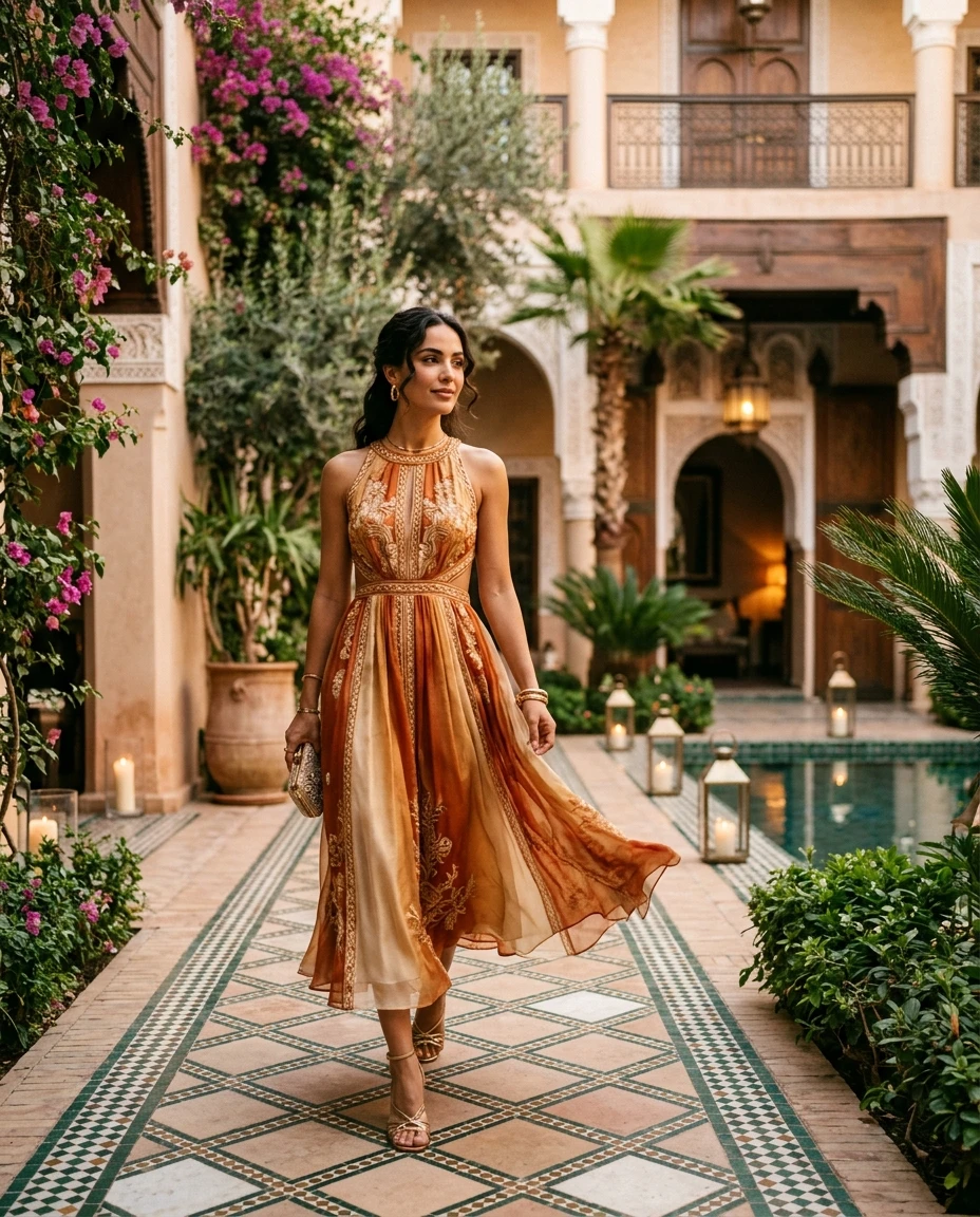 Gemma Deeks Style Guide: Cocktail Attire Designer Summer Dresses in Marrakech Summer 2026