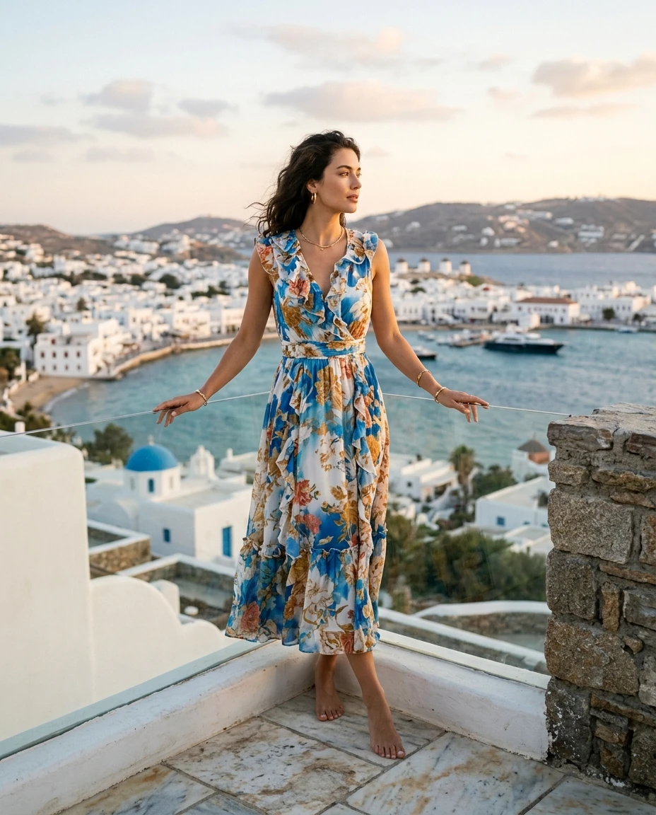 Gemma Deeks Style Guide: Cocktail Attire Designer Summer Dresses in Mykonos Summer 2026