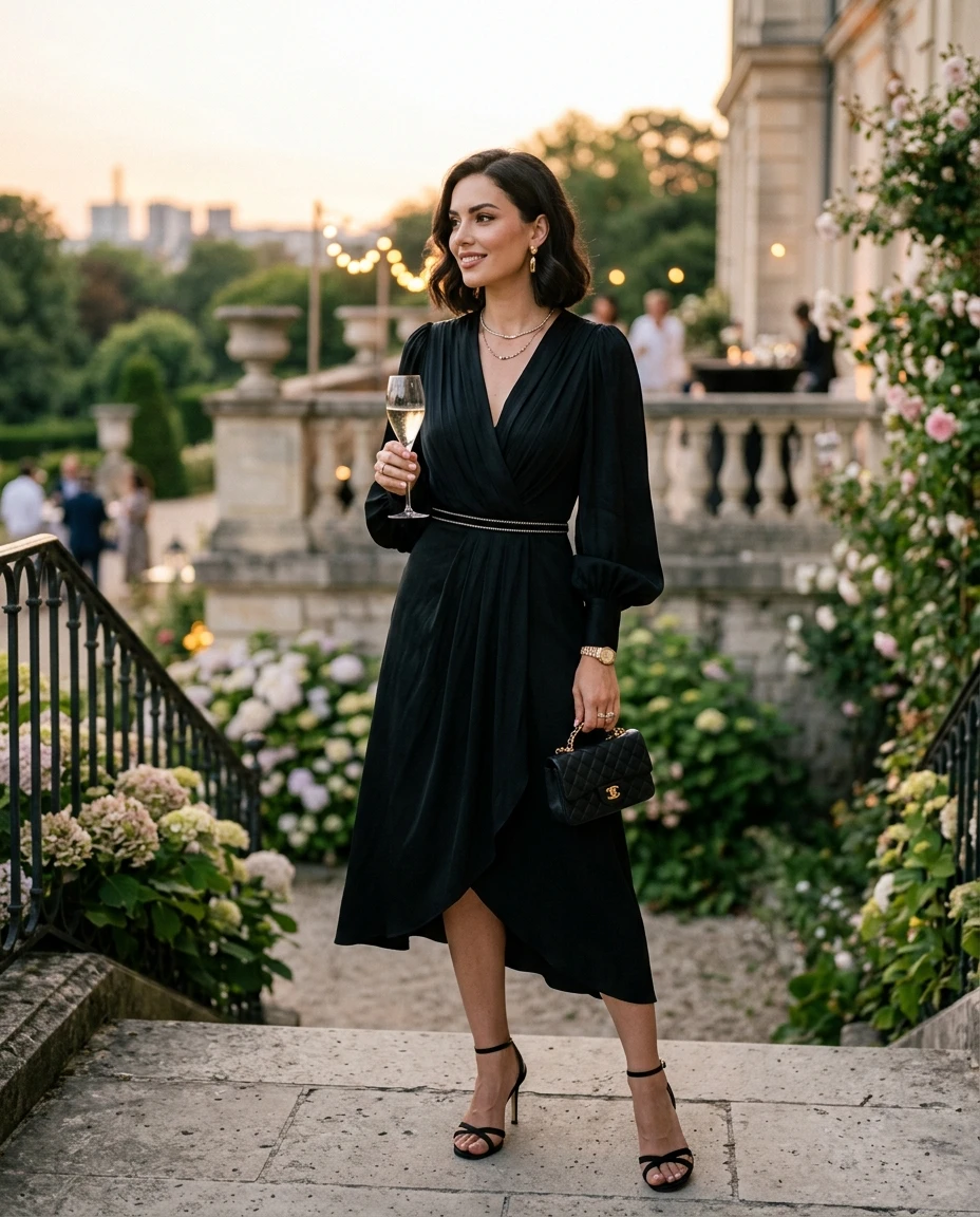 Gemma Deeks Style Guide: Cocktail Attire dinner outfit in France Summer 2026