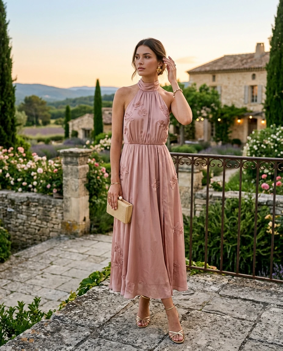 Gemma Deeks Style Guide: Cocktail Attire dinner outfit in Provence France Summer 2026