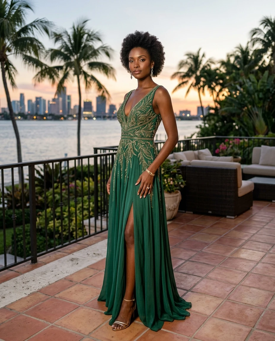 Gemma Deeks Style Guide: Cocktail Attire gala gown in Florida Summer 2026