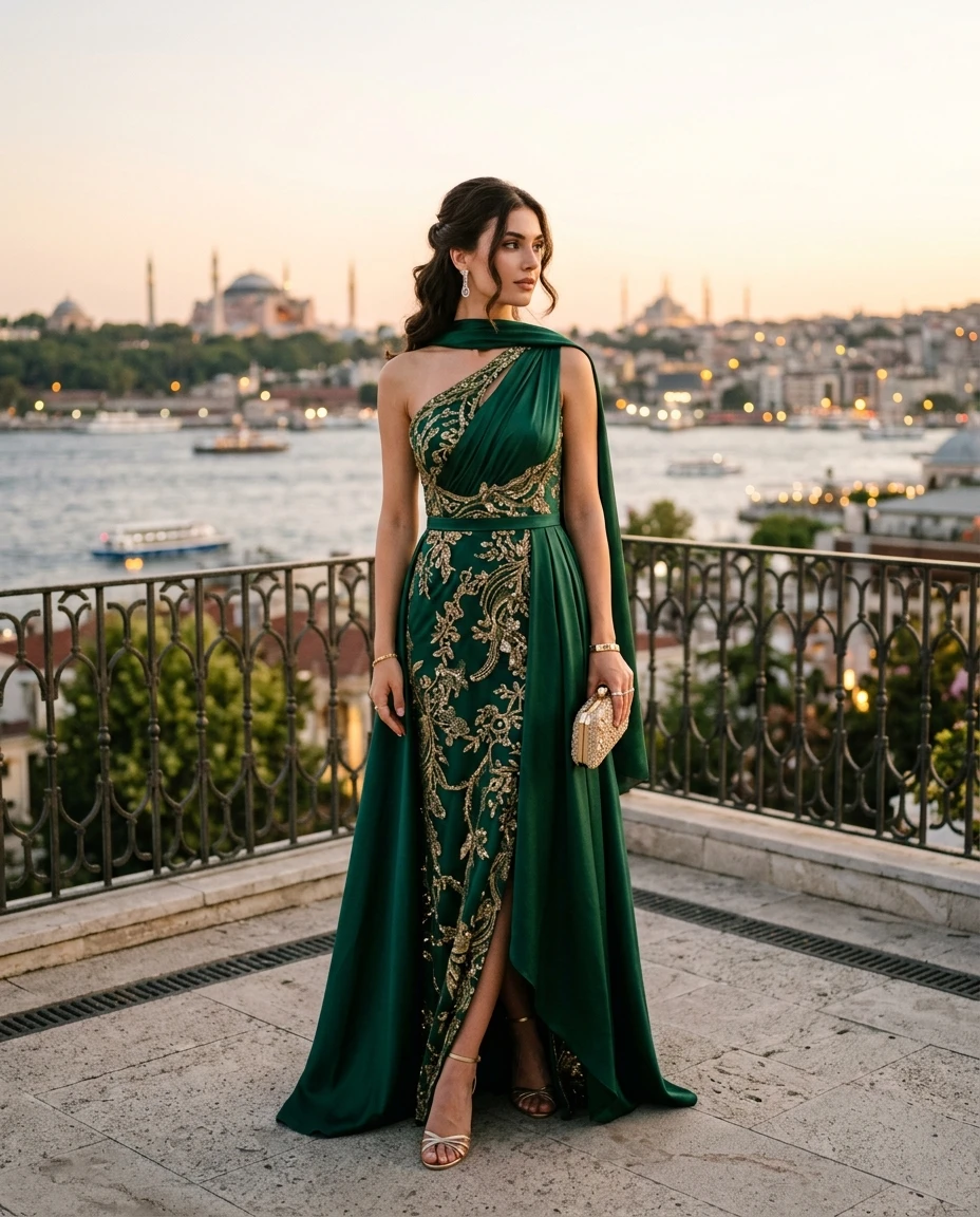 Gemma Deeks Style Guide: Cocktail Attire gala gown in Istanbul Summer 2026