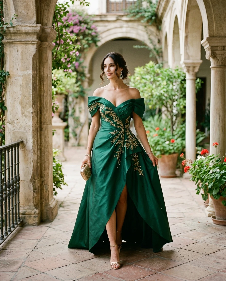 Gemma Deeks Style Guide: Cocktail Attire gala gown in Spain Summer 2026