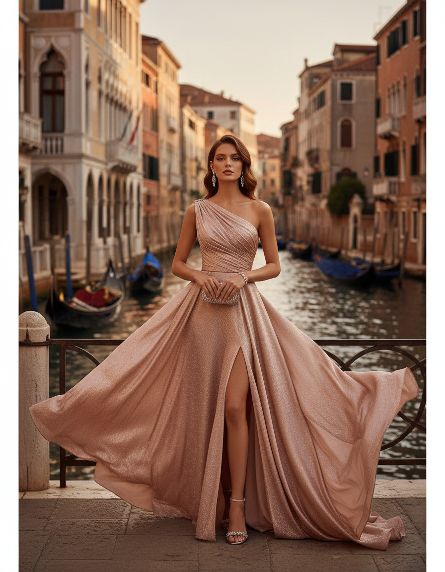 Gemma Deeks Style Guide: Cocktail Attire gala gown in Venice Summer 2026