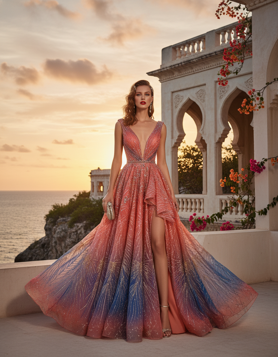Gemma Deeks Style Guide: Cocktail Attire gala gown in Zanzibar Summer 2026