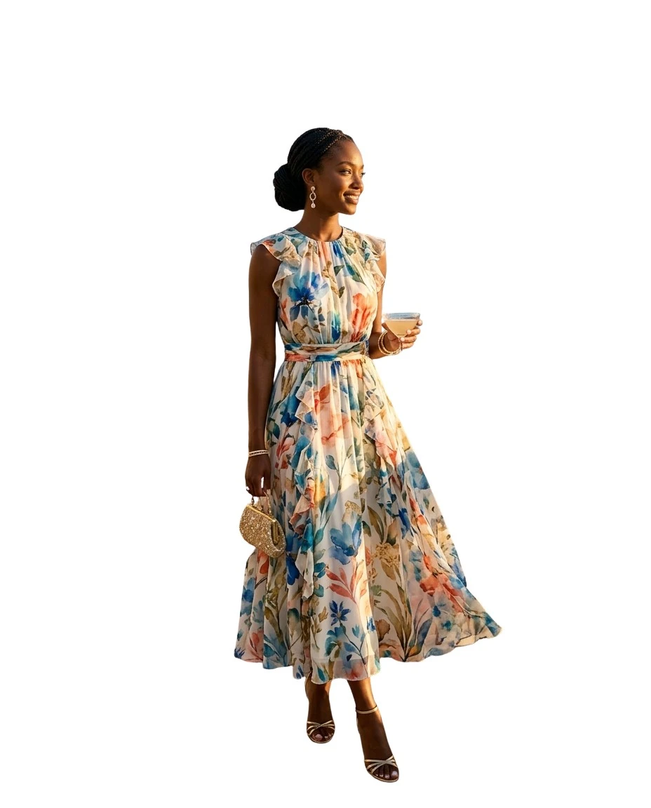 Gemma Deeks Style Guide: Cocktail Attire wedding guest dress in Bahamas Summer 2026
